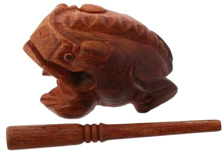 FRCOLOR 1 Satz Froschförmiges Musikinstrument aus Holz mit Schlägel Tragbares Geräuschmacher für Jung und Alt für Musikalische Sessions Musikalischer Fähigkeiten