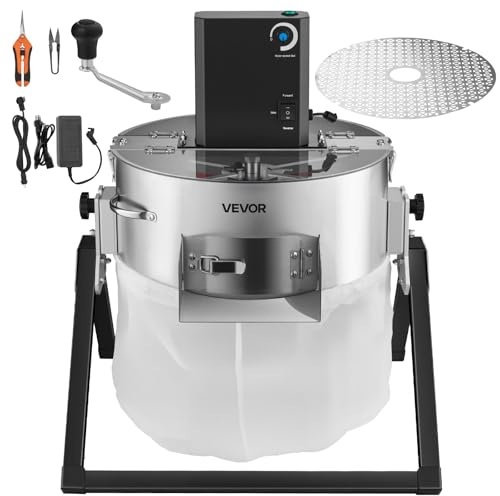 VEVOR Effeuilleuse Électrique Manuel 37 cm Coupe-bourgeons Lame Acier Inox, Coupe Hydroponique Humide Sèche avec Couvercle Transparent, Sac Collecte, pour Bourgeons Fleurs Feuilles, Herbes Aromatiques