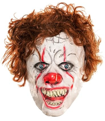 Maskworld Irrer Horror-Clown Maske aus Latex mit Effekt-Augen - Erwachsenen Halloween Kostüm Vollmaske - ideal auch für Karneval, Motto & Grusel-Party