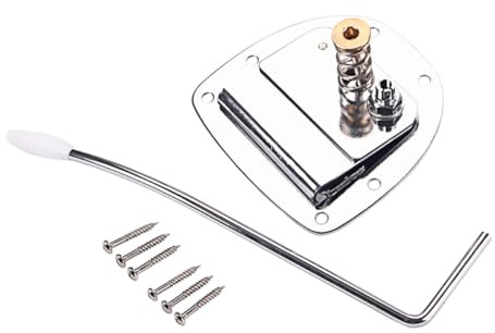EPIGEIST Puente de Trémolo para Guitarra Eléctrica Jazz Master Sistema Ajustable Repuesto Duradero Compatible con Mustang y Guitarras Clásicas Color Plata