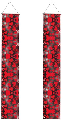 Cartel de poliéster con estampado de fuegos artificiales de corazones rojos, para uso en interiores y exteriores, fácil de colgar, reutilizable