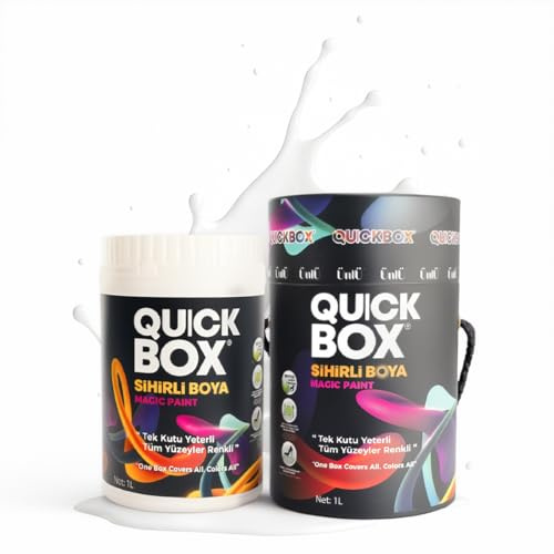 QUICKBOX® All-in-One Cabinet & Furniture Paint – Built-In Primer & Top Coat, No Sanding or Stripping, Water-Based Low VOC, Multi-Surface Refinishing Paint, 33.8 Fl Oz (1 Liter) (Pure White)