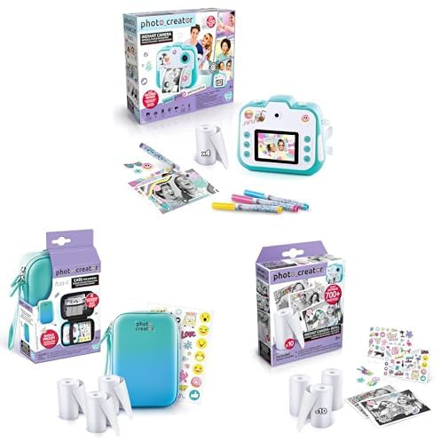 Canal Toys - Photo Creator Pack - 3-in-1 Instant Print Camera with 10 Thermal Paper Refills, Protective Case, and Stickers - Capture, Personalize, and Share Memories for Kids Aged 6+