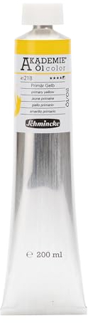 Schmincke – AKADEMIE® Öl color, feine Künstler-Ölfarben, Primär Gelb, 41 218 015, 200 ml Tube, höchst lichtecht, Ölmalerei
