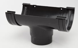 Polypipe 150mm (6) high Capacity Half Round Gutter Running Outlet RL605b Black