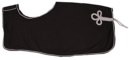 QHP Nierendecke Fleece-Ausreitdecke Ornament Fleecedecke Sattelausschnitt schwarz-silber (L)