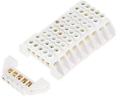 DEWIN Morsettiera Distribuzione Terminali a Vite, Blocco terminale Morsettiera Elettrica Distribuzione Connettori a Morsetto in Ottone a Forma a 5 Fori Connettori Elettrici Rapidi