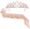 Écharpe Rose Miss 18 ans Anniversaire Fille et Tiara Diadème Couronne Princesse en Strass Faux Cristal Birthday Décoration Accessoire Cadeau pour Anniversaire Fête