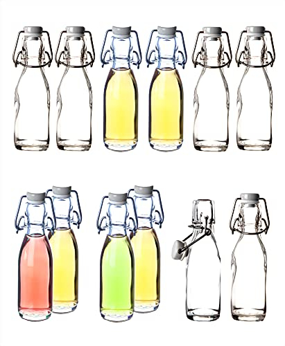 BigDean 12x Glasflaschen mit Bügelverschluss 200ml - Draht-Bügelflasche zum Ansetzen von Eierlikör, Olivenöl, Saft & Sirup - Luftdicht - Made in Germany