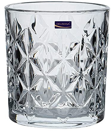 Easy Shopping® Whiskey Glass Set of 6, Aesthetic Durable Crystal Clear Glasses Glassware 340ml