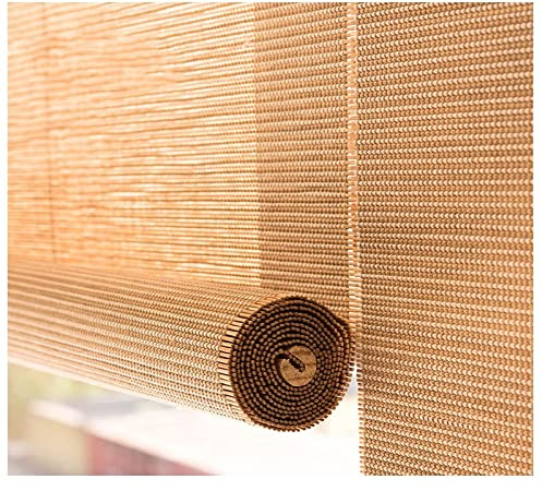 LIJINBO Bamboo Curtain, Home Balcony Bamboo Roller Blind, Shading Japanese-Style Shade Tea Room Hotel Room Partition, Customizable (Color : Brown, Size : 1.5x1.65m)