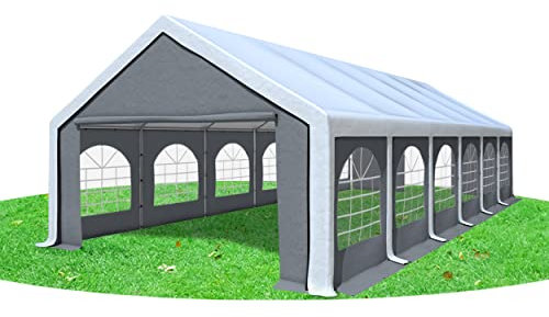 Stabilezelte Partyzelt 5x12m Modular Professional PVC 500 g/m² mit Fenster Weiss GRAU