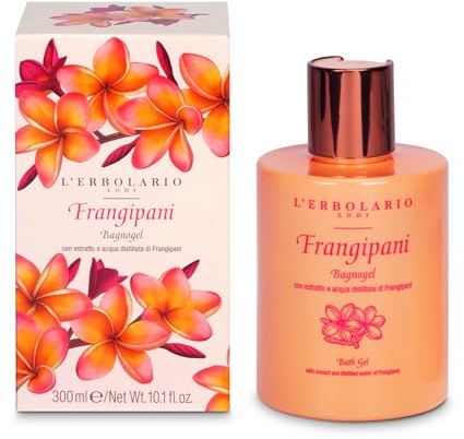 L'Erbolario Shower Gel – Moisturizing Body Wash with Citrus Floral Scent – Toning Body Soap for Smooth Skin and Delicate Care - Frangipani - 10.1 oz