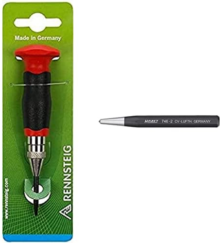 Rennsteig - 430230 - Automatischer Körner (Ankörner, Vorkörner) & HAZET 746-1 Körner | achtkantiger Schaft, nach DIN 7250 zertifiziert, Länge: 120 mm, Durchmesser: 4 mm | Körner für Handbetrieb