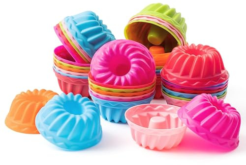 R HORSE 42Pcs Silicone Baking Molds Pumpkin Shapes Baking Cups Non-Stick Donut Wrapper Mold Muffin Liners Washable Reusable Wrappers Holders for Pan Oven Microwave Dishwasher
