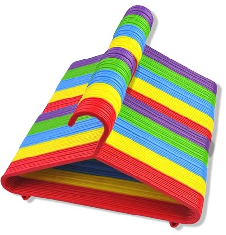 REQUISITE NEEDS Kids Clothes Hangers (Pack of 40)- Non Slip Hangers- For Toddler, Child, Ideal For Laundry And Nursery Everyday Standard Use -Sized For Baby, Toddler And Children-Multi Colour Hangers