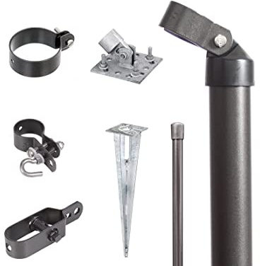 Alberts 634421 Zaunanschluss-Set Wellengittertor an Maschendrahtzaun | Set,2s | zinkphosphatiert anthrazit-metallic | mit Einschlag-Bodenhülse | Torpfosten-Ø: 60 mm | Zaunhöhe: 1500 mm