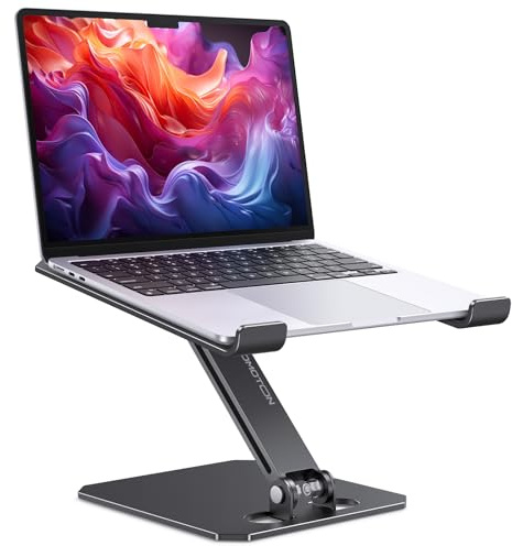 OMOTON Laptopstativ höjdjusterbar, ergonomiskt fällbart laptopstativ, laptophållare av aluminium för bärbara datorer som MacBook Pro/Air,laptop (11–16 tum), svart