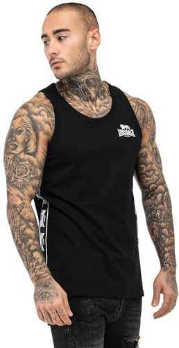 Lonsdale Herr singlet normal passform CLOUSTA, svart/vit, XL, 117532