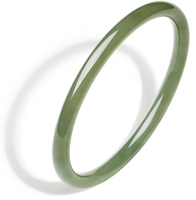 ZHOU LIU FU Grüne Jade Armreifen Heilsteine Rund Armbänder Edelsteinarmband Naturstein Schmuck für Damen Mutter Geschenk Geburtstag Jahrestag Muttertag (Innendurchmesser 54-60mm)