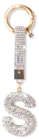 ZVRSUA Schlüsselanhänger Buchstabe mit Strass，Schlüsselanhänger Name，Schlüsselanhänger Mädchen Frauen,Bag Charms,Rucksack Anhänger，Schlüsselanhänger Gliter，Geschenke für Damen Mädchen，Keychain Silber