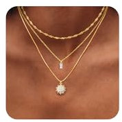 Kakonia Colliers Femmes en Or pour,Collier Pendentif Personnalisé Or 14K, du Cou Simples,Ensemble de Colliers Ras Chaîne Délicate en, Bijoux Tendance Empilés pour Femmes