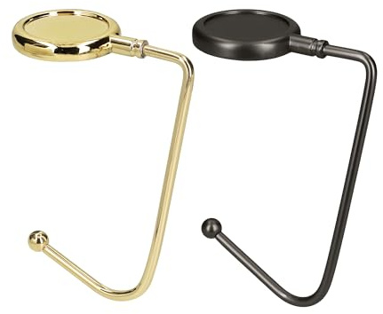 kwmobile Taschenhalter für Tisch - 2x Handtaschenhalter für Tisch - Taschenhaken - Taschen Aufhänger - Taschen Halter Haken - Tischhaken Set Gold Schwarz matt