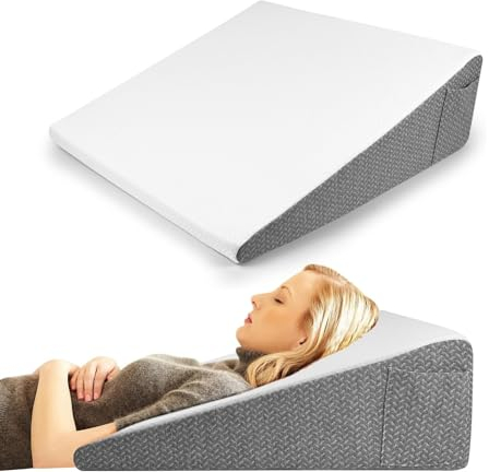 Yglophic Keilkissen Bettkeilkissen zum Schlafen,Memory-Schaum erhöhtes Kissen mit Taschen für nach Operationen,saurem Reflux und Schnarchen 25cm