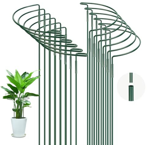OFFCUP Plant Support Stakes, 12pcs 20 * 35CM Metal Garden Supports, Half Round Plant Support Ring Cage for Vegetable, Tomato, Peony, Roses, Hydrangea, Flowers
