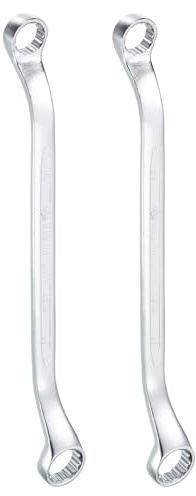 sourcing map 2pcs 45-Degree Offset Box End Wrench 14mm x 17mm 12 Point Metric CR-V Double Box End Wrench Chrome Vanadium Steel Long Offset Torx Box Wrench for Automotive Home Repair Tool