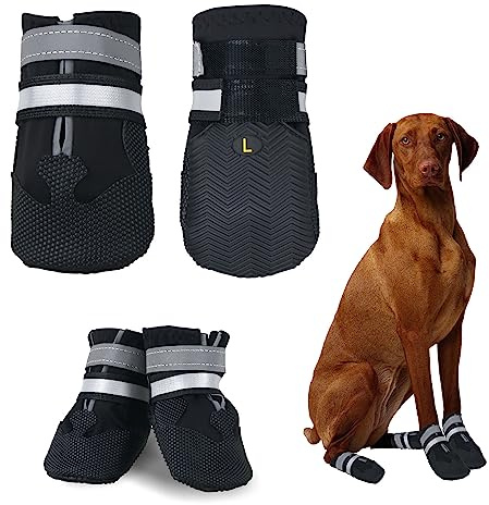 NeuWee Hundeschuhe Pfotenschutz (Schwarz, XXL)