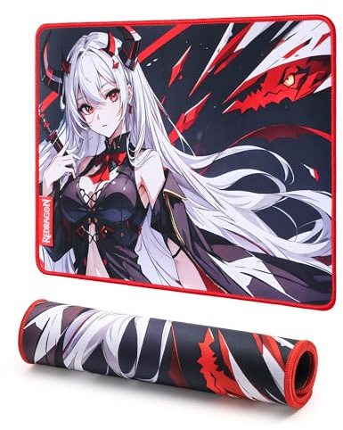 Redragon P047-S Anime Gaming Mauspad 33x25cm 3mm Klein | glatte Spandex Oberfläche rutschfeste Gummibasis wasserabweisend langlebig schwarz