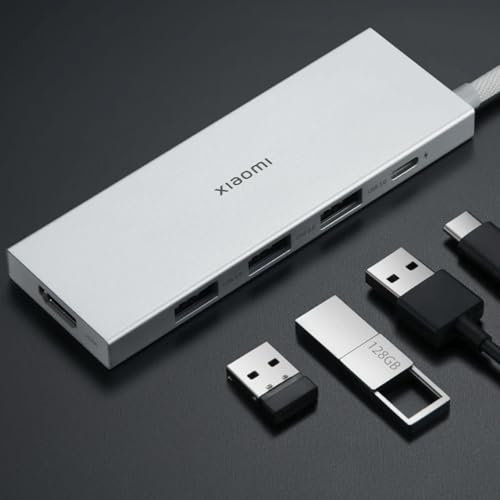 Xiaomi Hub Type C 5 In 1- Hub con 5 Tipos (3 Puertos USB, 1 Puerto Tipo C y un Puerto HDMI) | Compatible con Windows, Andorid, macOS y Linux | Gran Velocidad de Lectura de Datos | Resolución 4K UHD
