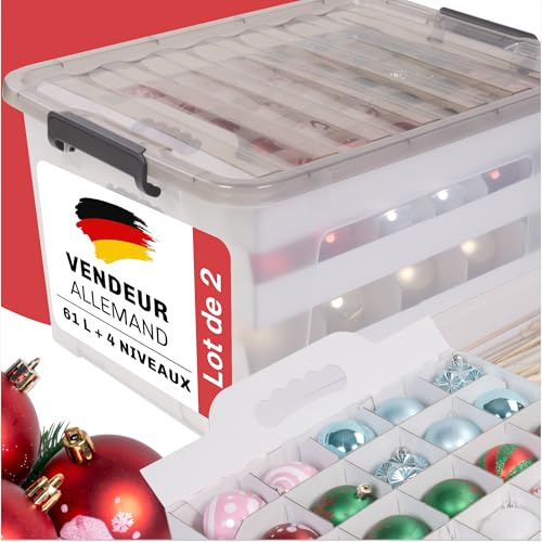 Stackmeister Aufbewahrungsbox Weihnachtskugeln, 2er Set | 61L, Sicherheit und Aufbewahrung für jede Christbaumkugel und die Weihnachtsdeko
