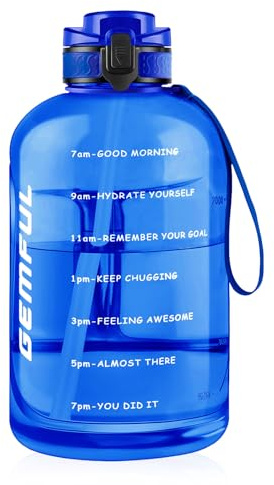 GEMFUL 3L Leak-Proof Water Bottle, Motivational Jug with Time Marker | straw for easy sipping Ideal for sports, fitness & travel