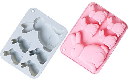 Cabilock 2 Moldes De Silicona Para Hornear Tartas De Conejito De Pascua Aptos Para Alimentos Diy 2unidades