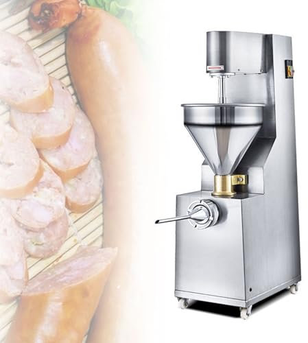 Riempitore per salsicce in acciaio inox, 2200 W, verticale, automatico, con pedale di controllo della velocità, ideale per macellerie e cucine professionali