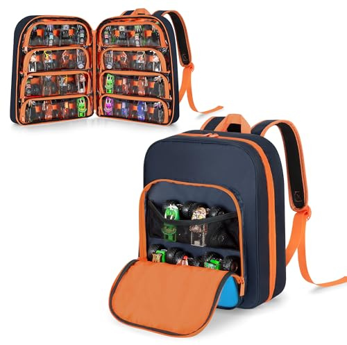 CURMIO Spielzeugauto Rucksack Kompatibel mit Monster Jam/Hot Wheels | Transparente TPU-Tasche, Platz für bis zu 37 Monster Trucks im Maßstab 1:64, Aufbewahrung & Unterwegs, Nur Tasche