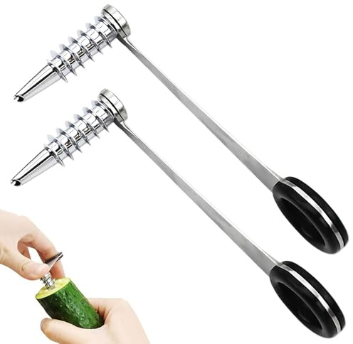 2 Pcs Stainless Steel Hand Spiralizer for Vegetables Portable,Manual Potato Spiral Cutter Peelers with Ergonomic Handle,Easy to Grip & Operate Courgette Spiralizer Kitchen Accessories Tool