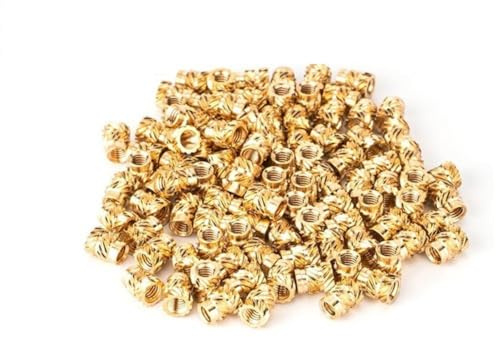 100 PCS Knurled Insert Nuts M2, Brass Threaded Design for Plastic Materials and 3D Printers (M2*8 * 3.5)