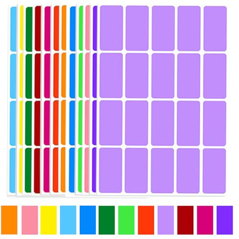 1200pcs Rectangular Coloured Stickers Labels, 12 Colours Sticky Label | 40mm x 19mm Color Coding Labels Assorted Stickers for Home, Office, Classroom, and Inventory Organization