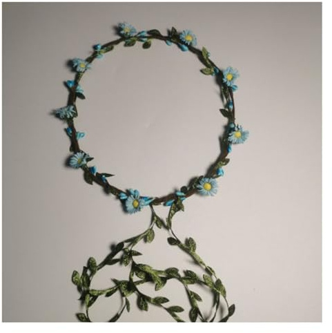 Waltonalice 2 coronas de flores para el pelo, corona de flores, corona de flores, corona de flores para niños, mujeres, niñas, novia, dama de honor, cumpleaños, fiesta, nuevo modelo en azul