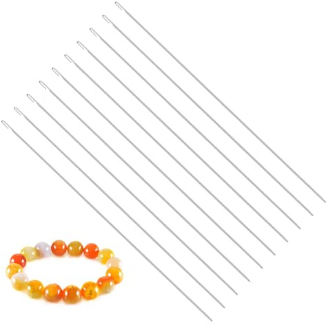 PHENOFICE Aghi per Perline 10 Pezzi in Lega Argento la Creazione di Braccialetti Diy, Strumento Facile da Usare e Risparmio per Progetti Piccole Perline