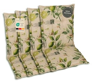GO-DE Textil Bequeme und attraktive Polsterauflagen für Mittellehner-Gartenstühle (4er-Set, Lemon Sand, Mittellehner)