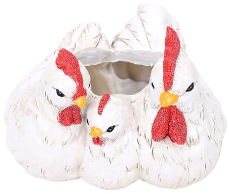 Ausla Statua di Pollo Scultura Ornamento di Pollo Statuetta di Gallo in Resina Realizzata a Mano Famiglia di Polli per Arredamento da Giardino con Fascino Rustico