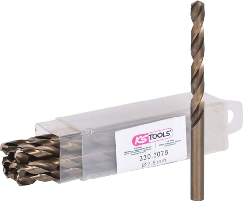 KS Tools 330.3075 Lot de 10 Forets HSS-CO au cobalt 7,5 mm