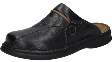 Josef Seibel Klaus Herren Clogs | Echtleder-Herrenschuhe für drinnen und draußen | Komfort-Schuhe aus Rindsleder, Schwarz (611 schwarz/cognac), 42 EU