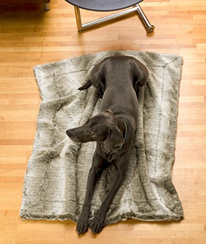 Wohnen & Accessoires Felldecke aus Webpelzdecke, Hundedecke Grauwolf mit grau-beigem Fell 60x90