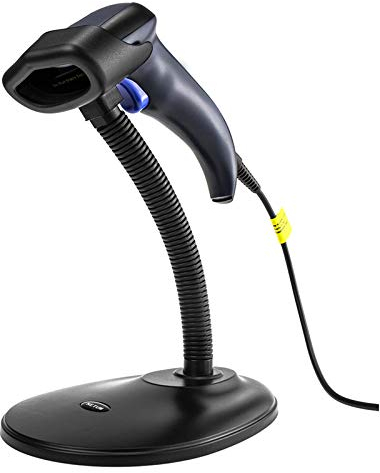 NETUM Kabelgebundener 2D QR Barcode-Scanner mit Halterung - Handheld Automatischer Omnidirektionaler Barcode-Leser/Imager (QR, PDF417, GS1 Data Matrix) mit USB-Kabel NT-W9