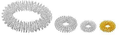 Power-Ring-Set - Armband (Silber) + Ring (Groß) + 2 Ringe (Klein, Gold/Silber) / Akupressur-/Massagering/Massagearmband